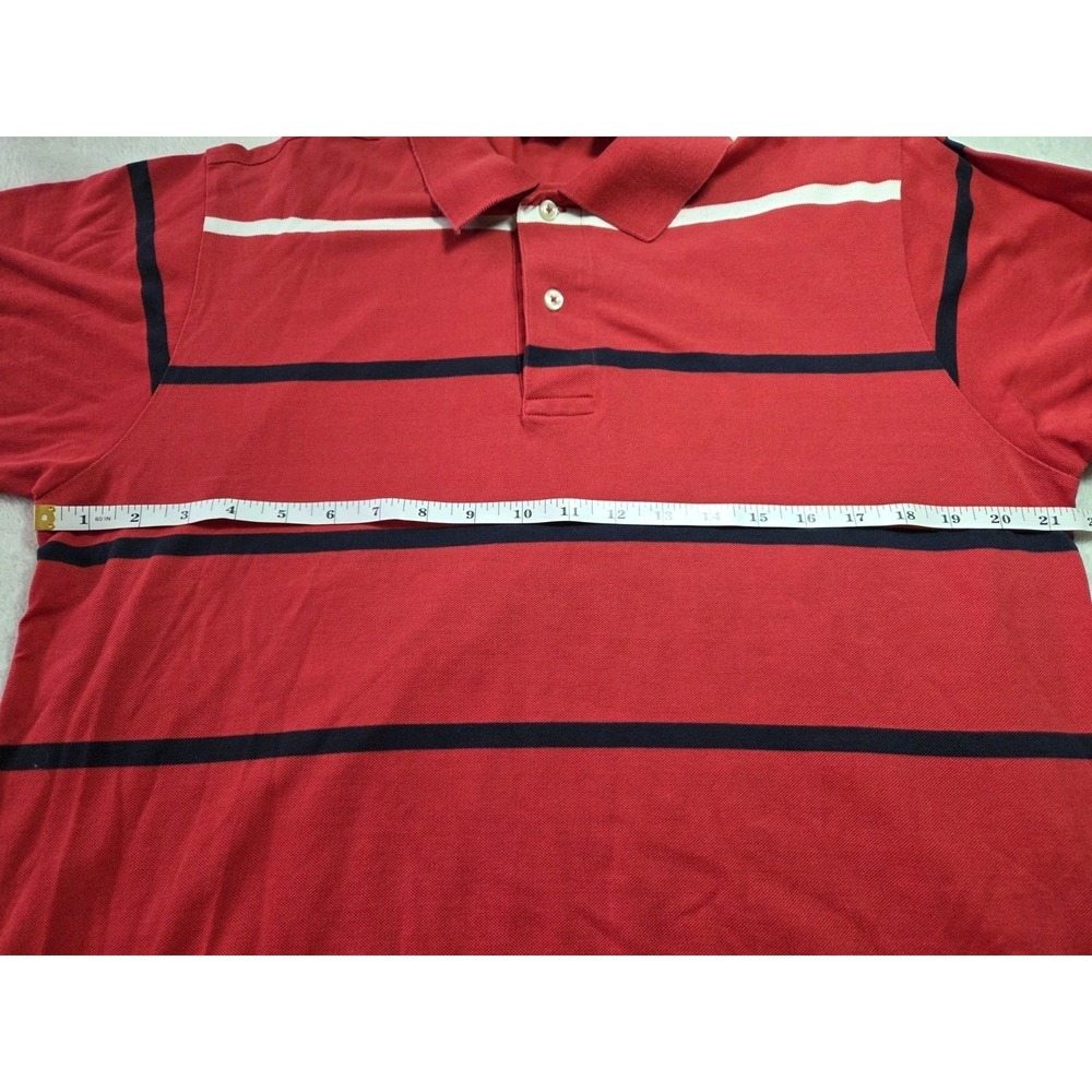 LINCS David Chu Polo Shirt Mens Large Red Navy Striped 100% Cotton Classic... - Picture 7 of 8